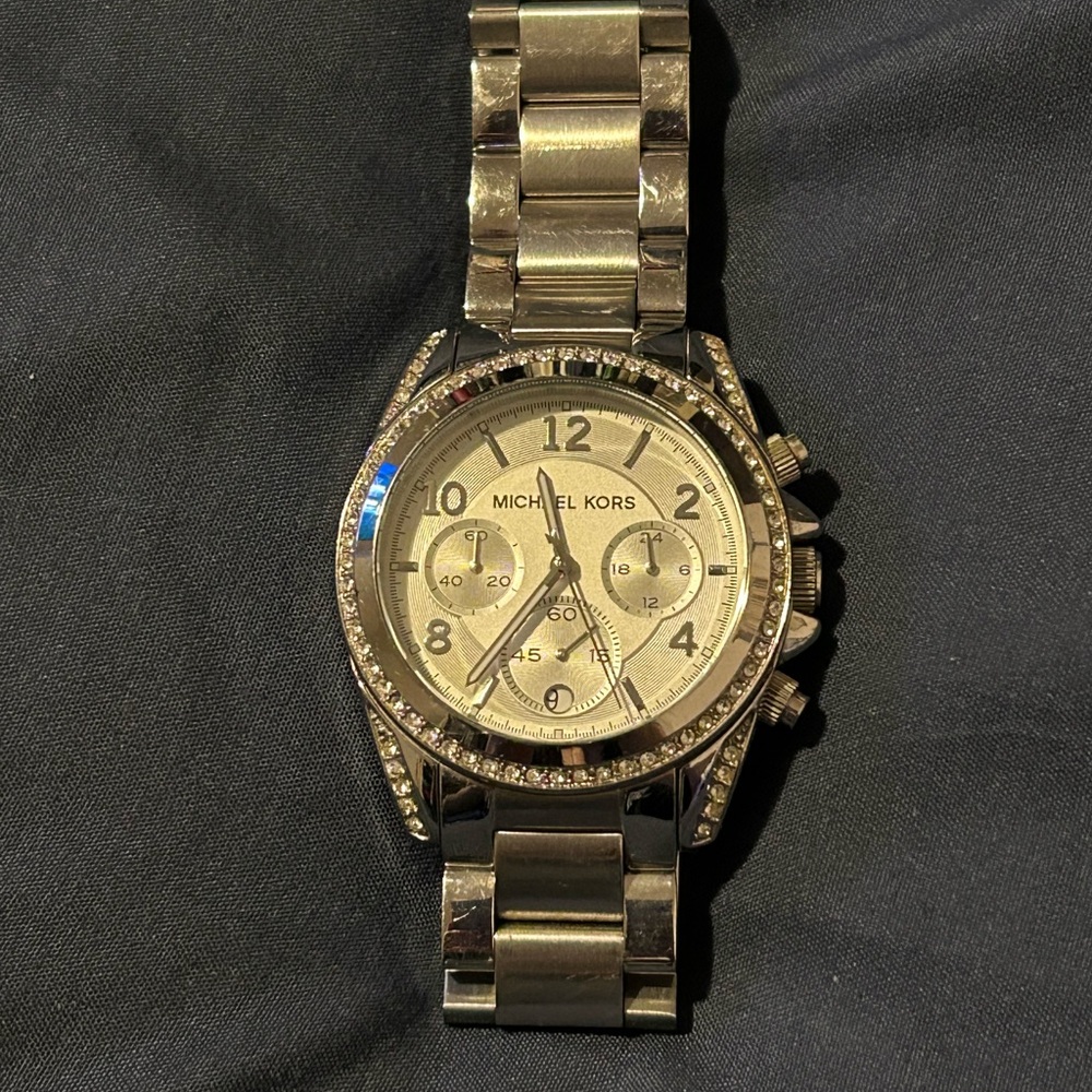 Michael Kors Silver Watch with Crystal Accents